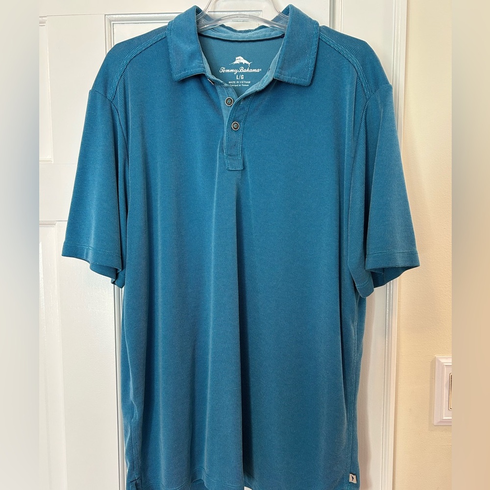 Tommy Bahama Men's Blue Polo Large